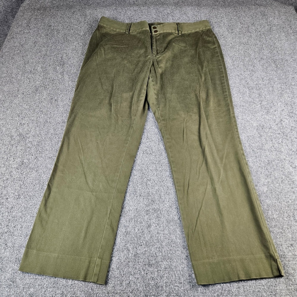 Lauren Ralph Lauren Olive Green‎ Moleskin Straight Leg Pants Womens 14W Stretch
